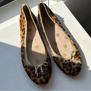 Boden Leopard Print Bow Ballet Flats 36 5.5